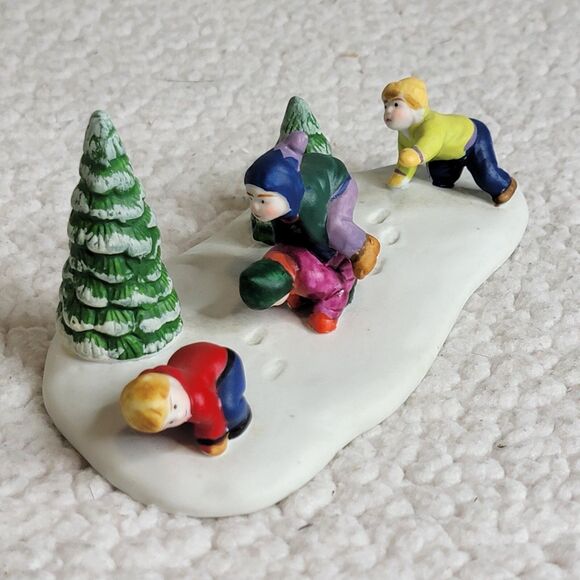 VTG LEMAX Porcelain Leap Frog Collection Children Snow Christmas Trees 1996 OOP - Picture 4 of 8